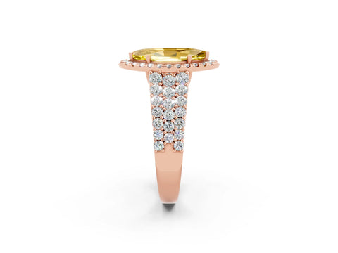 Rose gold Marquise Cut Halo Pavé Diamond Engagement Ring with Split Shank and Four-Prong Setting_2