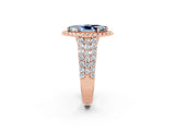 Rose gold Marquise Cut Halo Pavé Diamond Engagement Ring with Split Shank and Four-Prong Setting_2