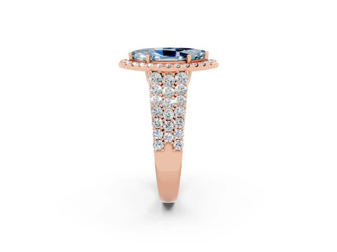 Rose gold Marquise Cut Halo Pavé Diamond Engagement Ring with Split Shank and Four-Prong Setting_2