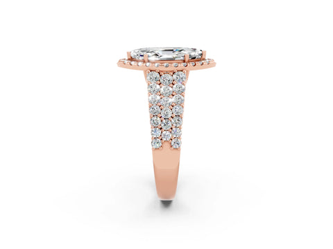 Rose gold Marquise Cut Halo Pavé Diamond Engagement Ring with Split Shank and Four-Prong Setting_2