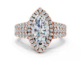 Rose gold Marquise Cut Halo Pavé Diamond Engagement Ring with Split Shank and Four-Prong Setting_3