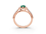 Rose gold Marquise Cut Halo Pavé Diamond Engagement Ring with Split Shank and Four-Prong Setting_3