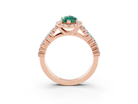 Rose gold Marquise Cut Halo Pavé Diamond Engagement Ring with Split Shank and Four-Prong Setting_3