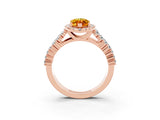 Rose gold Marquise Cut Halo Pavé Diamond Engagement Ring with Split Shank and Four-Prong Setting_3