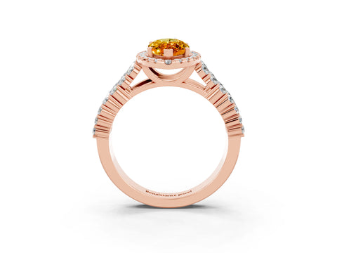Rose gold Marquise Cut Halo Pavé Diamond Engagement Ring with Split Shank and Four-Prong Setting_3