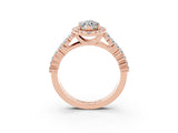 Rose gold Marquise Cut Halo Pavé Diamond Engagement Ring with Split Shank and Four-Prong Setting_3