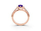 Rose gold Marquise Cut Halo Pavé Diamond Engagement Ring with Split Shank and Four-Prong Setting_3