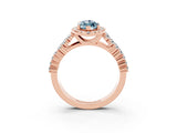 Rose gold Marquise Cut Halo Pavé Diamond Engagement Ring with Split Shank and Four-Prong Setting_3
