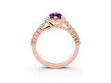 Rose gold Marquise Cut Halo Pavé Diamond Engagement Ring with Split Shank and Four-Prong Setting_3