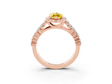 Rose gold Marquise Cut Halo Pavé Diamond Engagement Ring with Split Shank and Four-Prong Setting_3