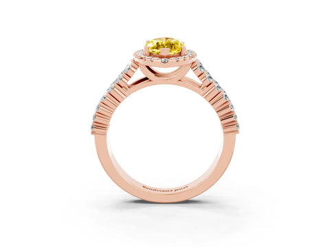 Rose gold Marquise Cut Halo Pavé Diamond Engagement Ring with Split Shank and Four-Prong Setting_3