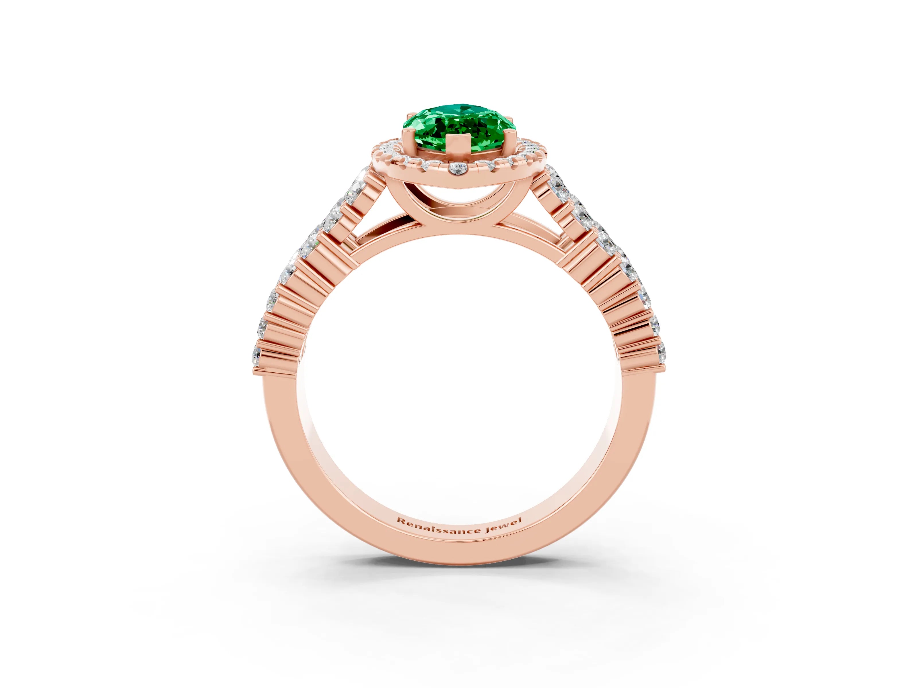 Rose gold Marquise Cut Halo Pavé Diamond Engagement Ring with Split Shank and Four-Prong Setting_3