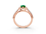 Rose gold Marquise Cut Halo Pavé Diamond Engagement Ring with Split Shank and Four-Prong Setting_3