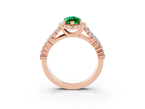 Rose gold Marquise Cut Halo Pavé Diamond Engagement Ring with Split Shank and Four-Prong Setting_3