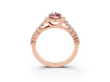 Rose gold Marquise Cut Halo Pavé Diamond Engagement Ring with Split Shank and Four-Prong Setting_3