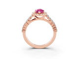 Rose gold Marquise Cut Halo Pavé Diamond Engagement Ring with Split Shank and Four-Prong Setting_3