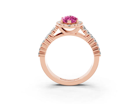 Rose gold Marquise Cut Halo Pavé Diamond Engagement Ring with Split Shank and Four-Prong Setting_3