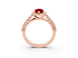 Rose gold Marquise Cut Halo Pavé Diamond Engagement Ring with Split Shank and Four-Prong Setting_3