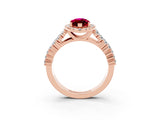 Rose gold Marquise Cut Halo Pavé Diamond Engagement Ring with Split Shank and Four-Prong Setting_3