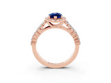 Rose gold Marquise Cut Halo Pavé Diamond Engagement Ring with Split Shank and Four-Prong Setting_3