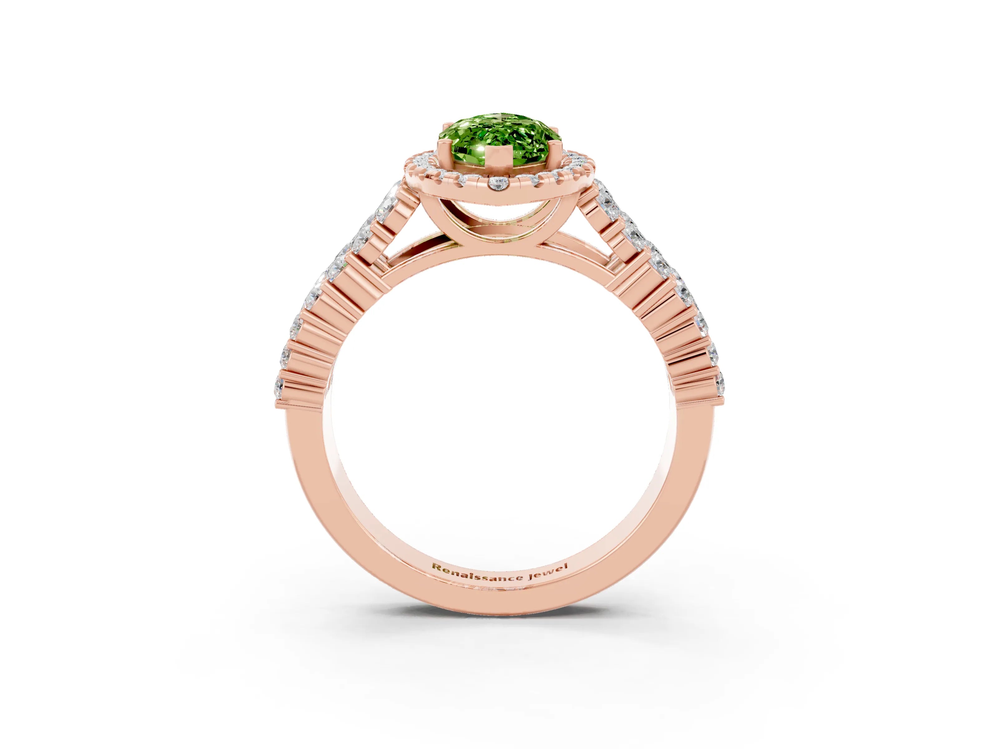 Rose gold Marquise Cut Halo Pavé Diamond Engagement Ring with Split Shank and Four-Prong Setting_3