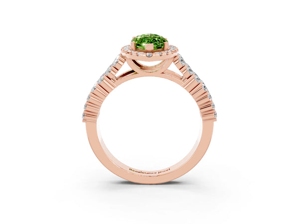 Rose gold Marquise Cut Halo Pavé Diamond Engagement Ring with Split Shank and Four-Prong Setting