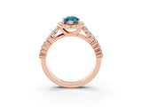 Rose gold Marquise Cut Halo Pavé Diamond Engagement Ring with Split Shank and Four-Prong Setting_3