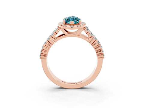 Rose gold Marquise Cut Halo Pavé Diamond Engagement Ring with Split Shank and Four-Prong Setting_3