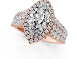 Rose gold Marquise Cut Halo Pavé Diamond Engagement Ring with Split Shank and Four-Prong Setting_4