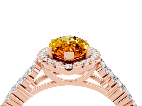 Rose gold Marquise Cut Halo Pavé Diamond Engagement Ring with Split Shank and Four-Prong Setting_4