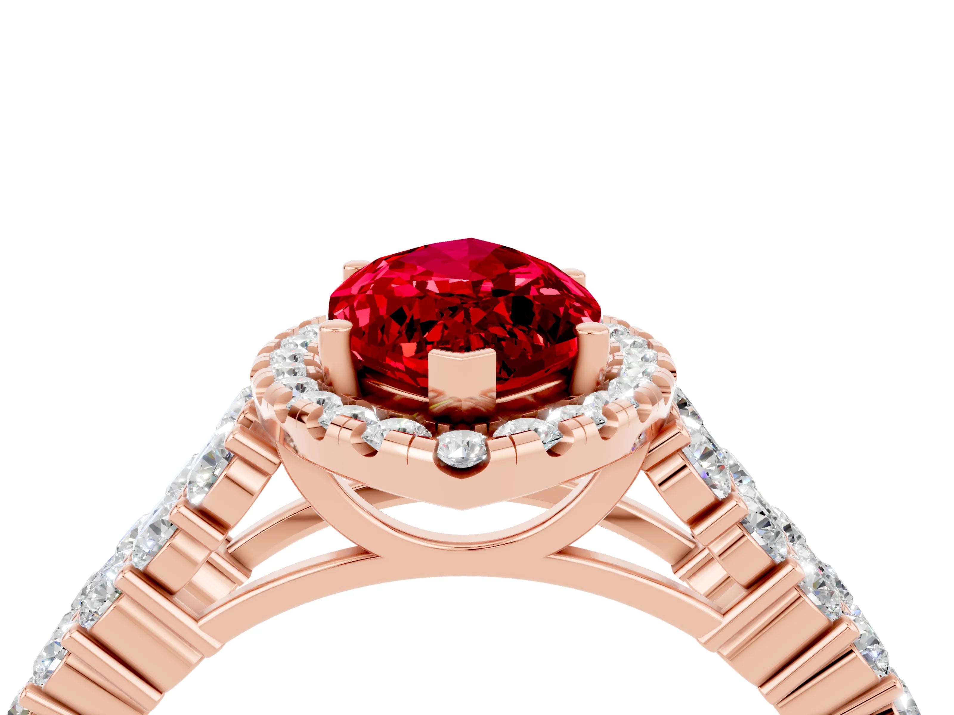 Rose gold Marquise Cut Halo Pavé Diamond Engagement Ring with Split Shank and Four-Prong Setting_4