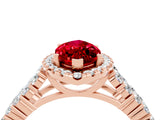 Rose gold Marquise Cut Halo Pavé Diamond Engagement Ring with Split Shank and Four-Prong Setting_4