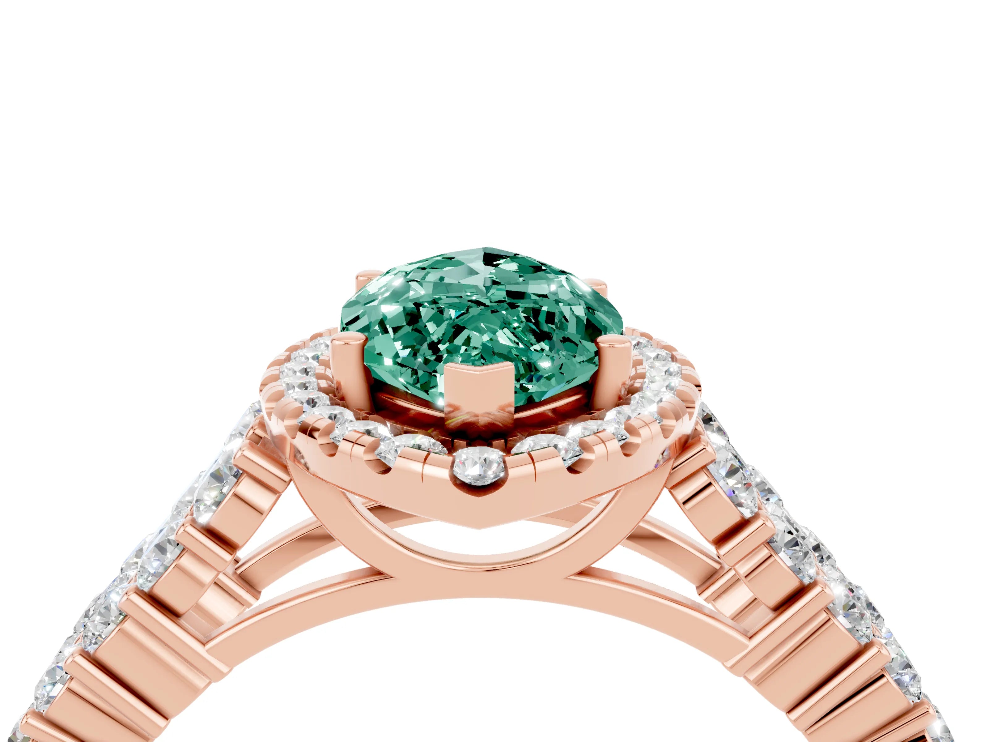 Rose gold Marquise Cut Halo Pavé Diamond Engagement Ring with Split Shank and Four-Prong Setting_4