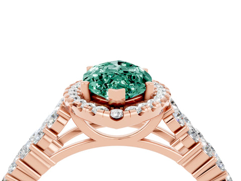 Rose gold Marquise Cut Halo Pavé Diamond Engagement Ring with Split Shank and Four-Prong Setting_4