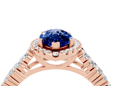 Rose gold Marquise Cut Halo Pavé Diamond Engagement Ring with Split Shank and Four-Prong Setting_4