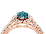 Rose gold Marquise Cut Halo Pavé Diamond Engagement Ring with Split Shank and Four-Prong Setting_4