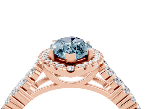 Rose gold Marquise Cut Halo Pavé Diamond Engagement Ring with Split Shank and Four-Prong Setting_4