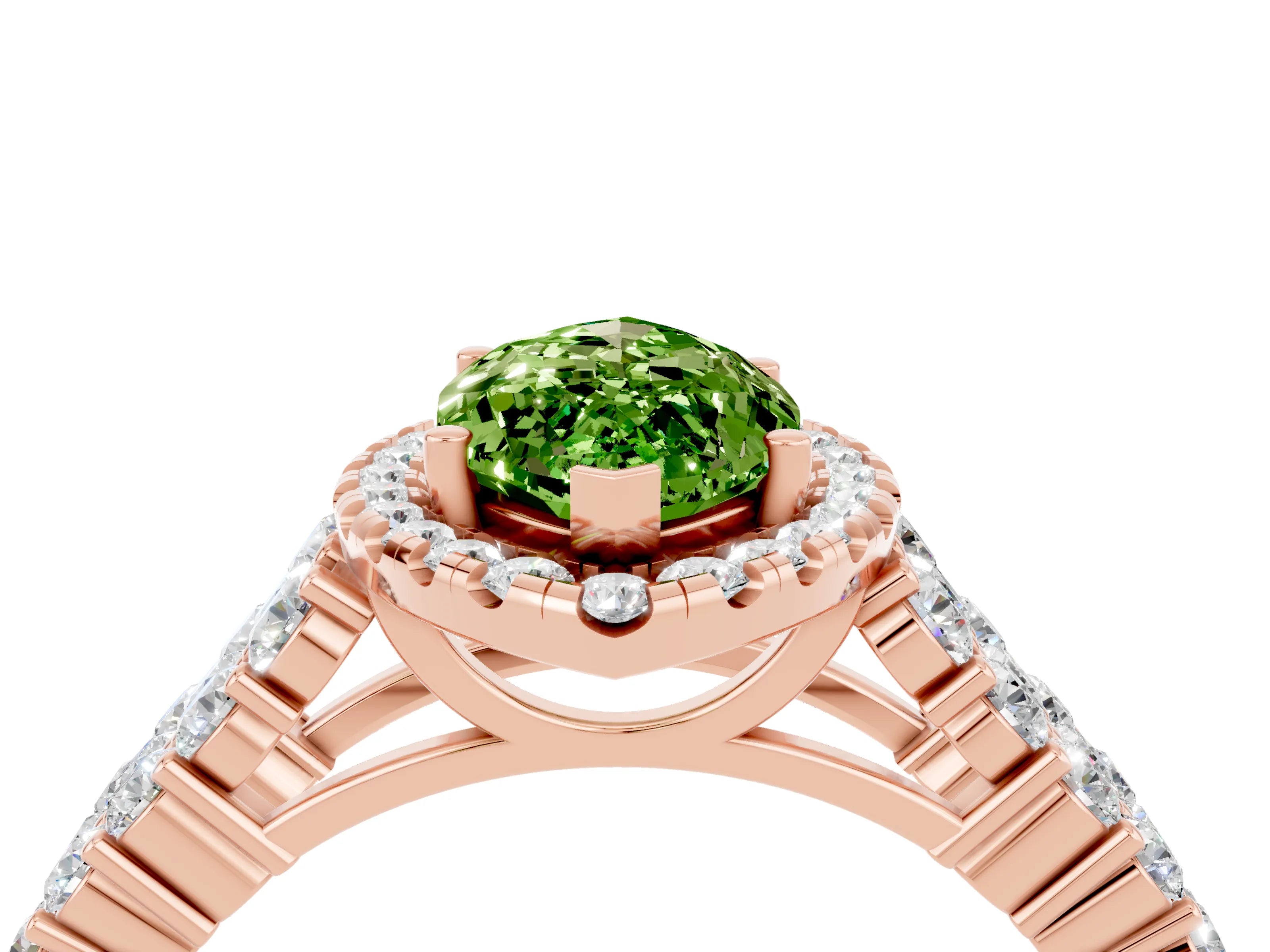 Rose gold Marquise Cut Halo Pavé Diamond Engagement Ring with Split Shank and Four-Prong Setting_4