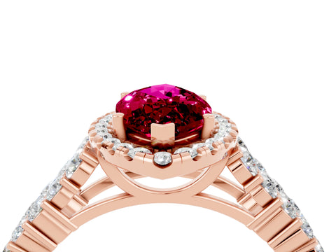 Rose gold Marquise Cut Halo Pavé Diamond Engagement Ring with Split Shank and Four-Prong Setting_4