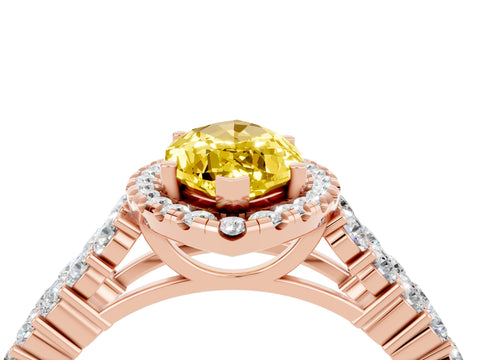 Rose gold Marquise Cut Halo Pavé Diamond Engagement Ring with Split Shank and Four-Prong Setting_4