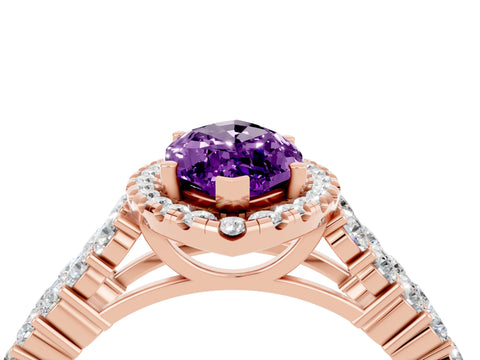 Rose gold Marquise Cut Halo Pavé Diamond Engagement Ring with Split Shank and Four-Prong Setting_4