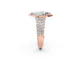 Rose gold Marquise Cut Halo Pavé Diamond Engagement Ring with Split Shank and Four-Prong Setting_5