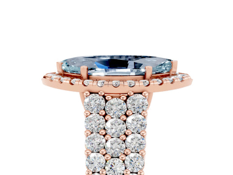 Rose gold Marquise Cut Halo Pavé Diamond Engagement Ring with Split Shank and Four-Prong Setting_5