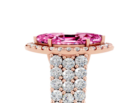 Rose gold Marquise Cut Halo Pavé Diamond Engagement Ring with Split Shank and Four-Prong Setting_5