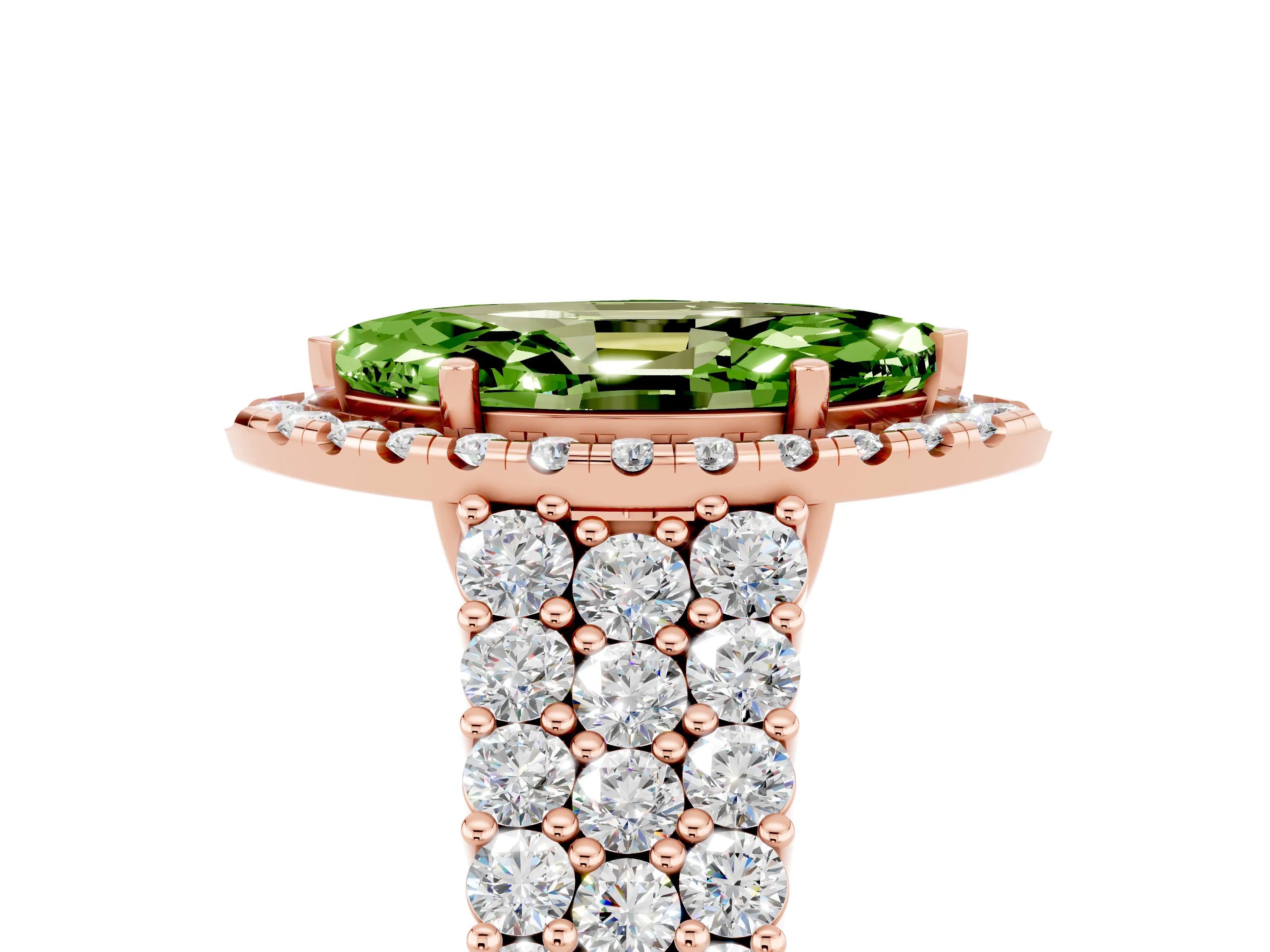 Rose gold Marquise Cut Halo Pavé Diamond Engagement Ring with Split Shank and Four-Prong Setting_5