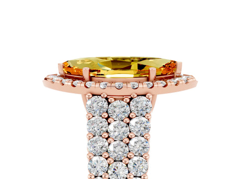 Rose gold Marquise Cut Halo Pavé Diamond Engagement Ring with Split Shank and Four-Prong Setting_5