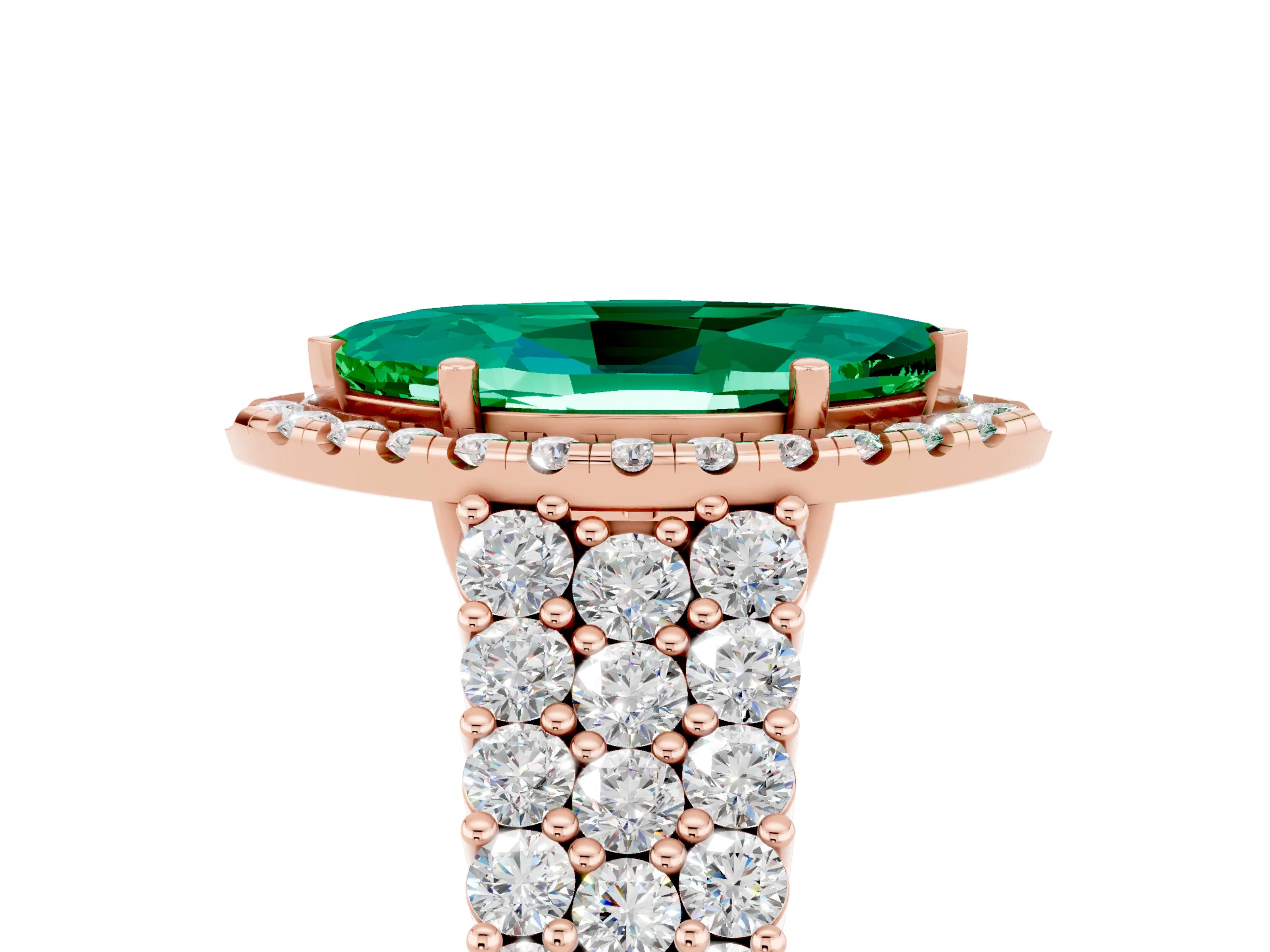 Rose gold Marquise Cut Halo Pavé Diamond Engagement Ring with Split Shank and Four-Prong Setting_5