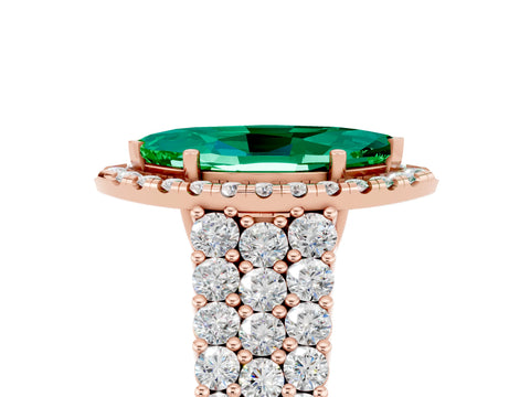 Rose gold Marquise Cut Halo Pavé Diamond Engagement Ring with Split Shank and Four-Prong Setting_5