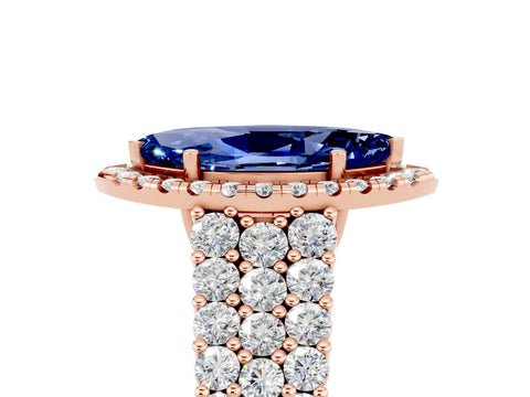 Rose gold Marquise Cut Halo Pavé Diamond Engagement Ring with Split Shank and Four-Prong Setting_5