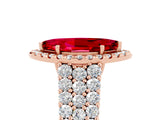 Rose gold Marquise Cut Halo Pavé Diamond Engagement Ring with Split Shank and Four-Prong Setting_5